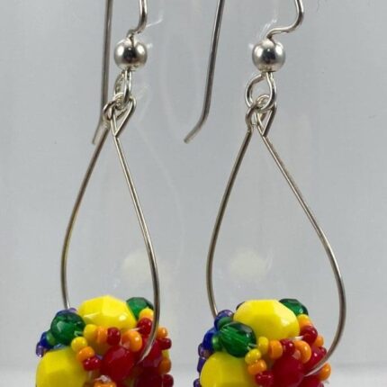 Hand-Beaded Rainbow Pride Earrings
