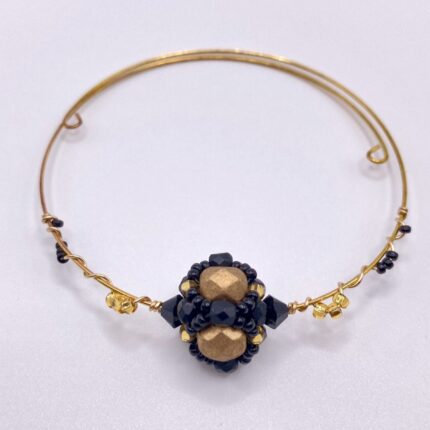 Wild Tigress Wire Wrapped Handbeaded Glass and Crystal Bracelet scaled