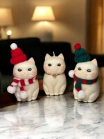 Cat Candle – Handcrafted Decorative Soy Candle with Optional Blue Spruce Scent - Image 3