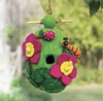 Fair Trade Garden Themed Felt Birdhouses - Image 3