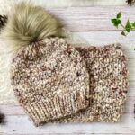 Hand-Knit Merino Wool Cowl – Earthy Speckled Neutral - Image 3